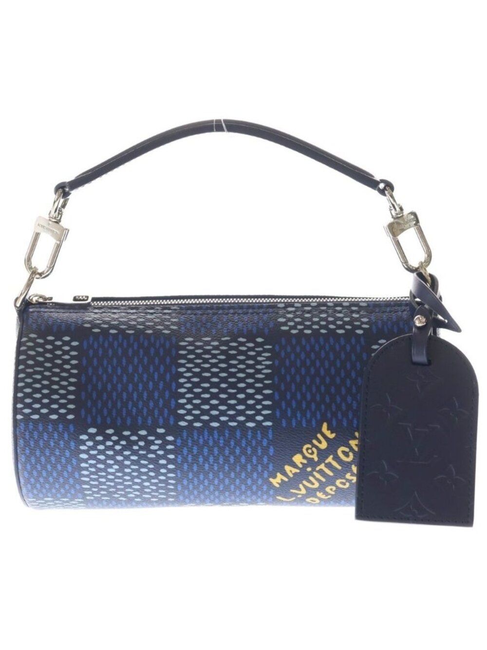 Louis Vuitton Damier Soft Shaw PM Handbag Blue Leather Silver